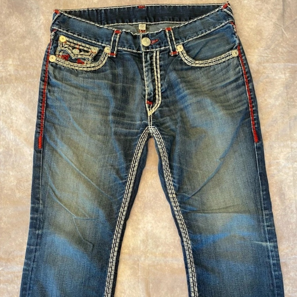 Men's Blue Jeans with Contrast Stitching
